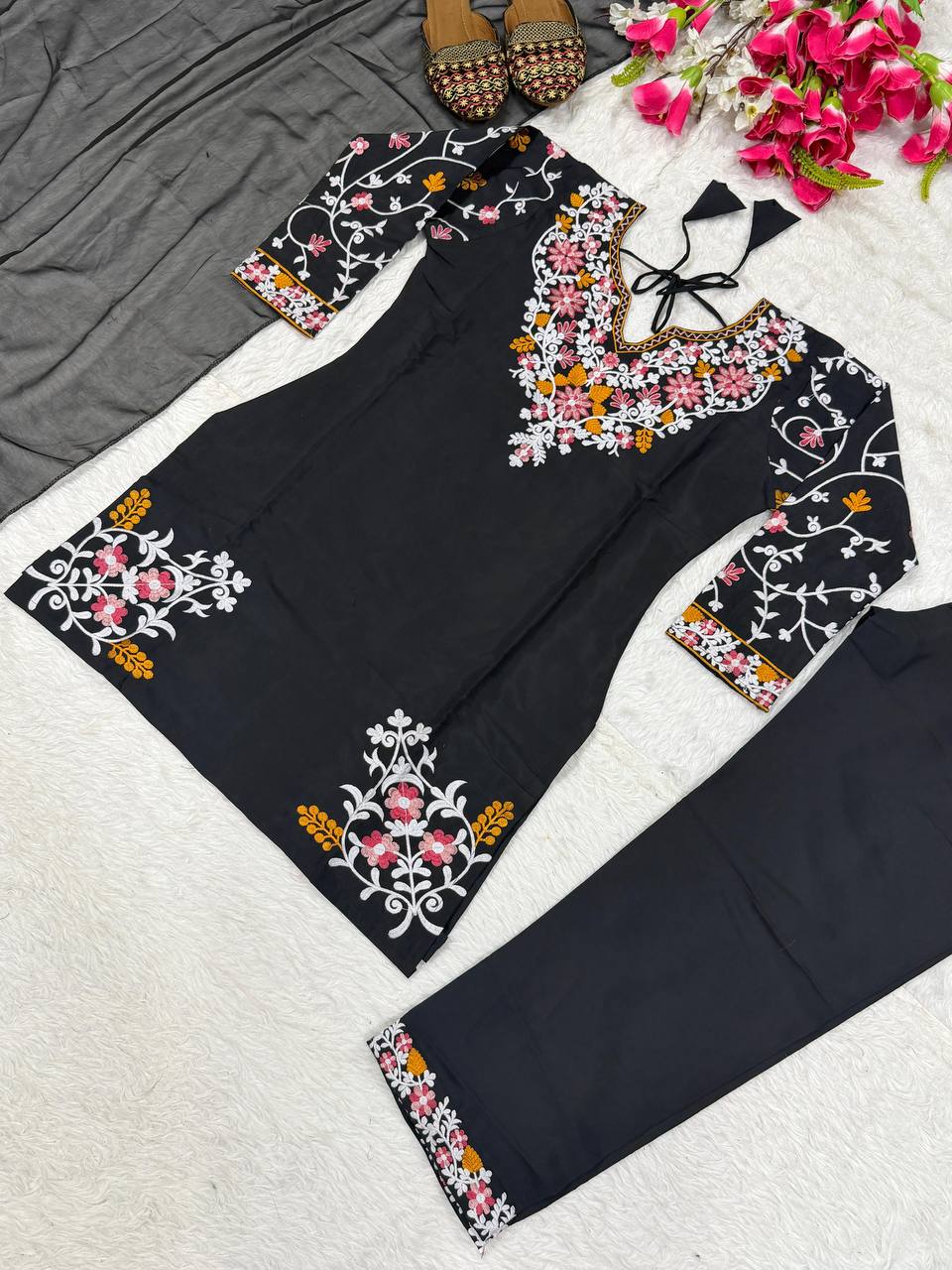 Ethereal Obsidian Floral Heritage Suit